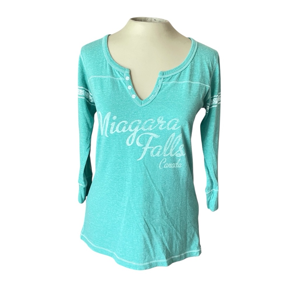 MV Sport Women's Teal Skatercore Henley Niagara Falls Canada Graphic Top Medium